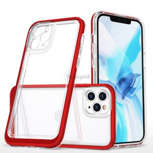 Husa transparenta 3in1 pentru iPhone 11 Pro husa cadru gel rosu