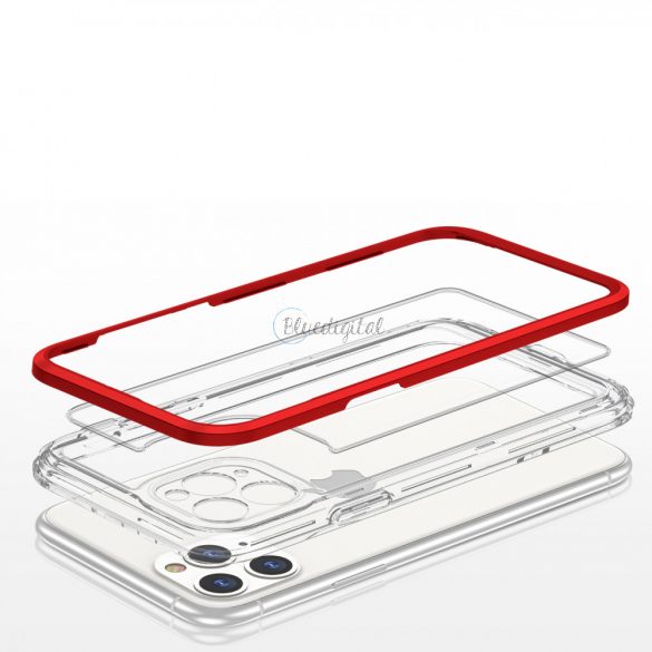 Husa transparenta 3in1 pentru iPhone 11 Pro husa cadru gel rosu