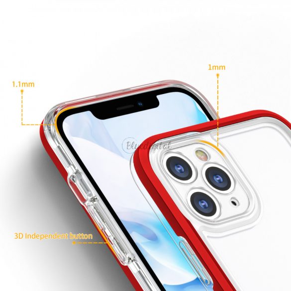 Husă transparentă 3 în 1 pentru iPhone 11 Pro Max Husă cadru Gel Roșu