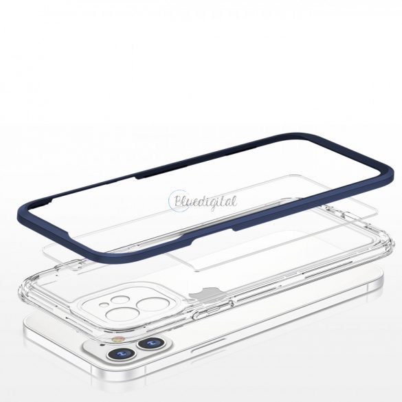 Clear 3in1 husă pentru iPhone 12 albastru cadru gel Husă