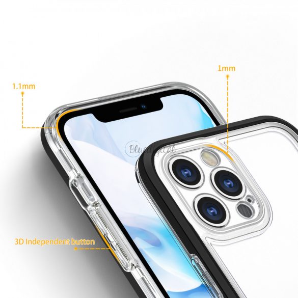 Husă transparentă 3 în 1 pentru iPhone 12 Pro husă gel cu cadru neagră