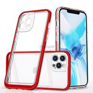 Husa transparenta 3in1 pentru iPhone 12 Pro Max Husa cadru Gel Rosie