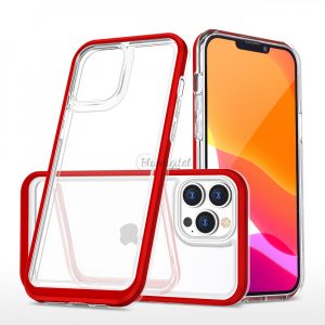 Husa transparenta 3in1 pentru iPhone 13 Pro husa cadru gel rosu