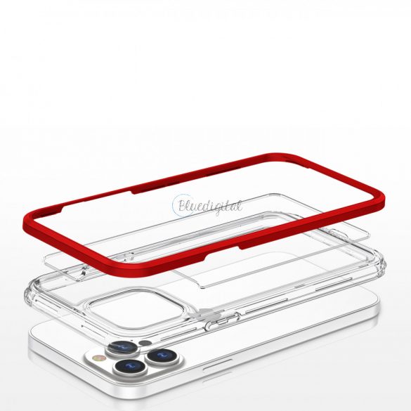 Husa transparenta 3in1 pentru iPhone 13 Pro husa cadru gel rosu