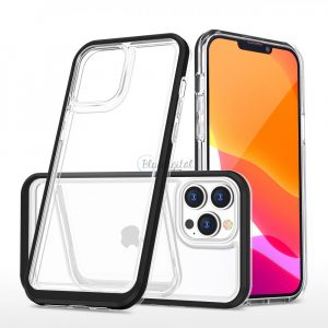 Husa transparenta 3in1 pentru iPhone 13 Pro Max Husa gel cu rama neagra