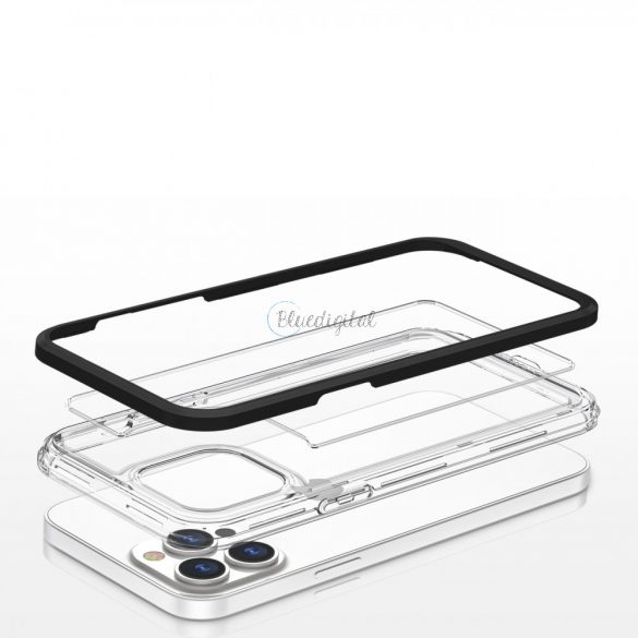 Husa transparenta 3in1 pentru iPhone 13 Pro Max Husa gel cu rama neagra