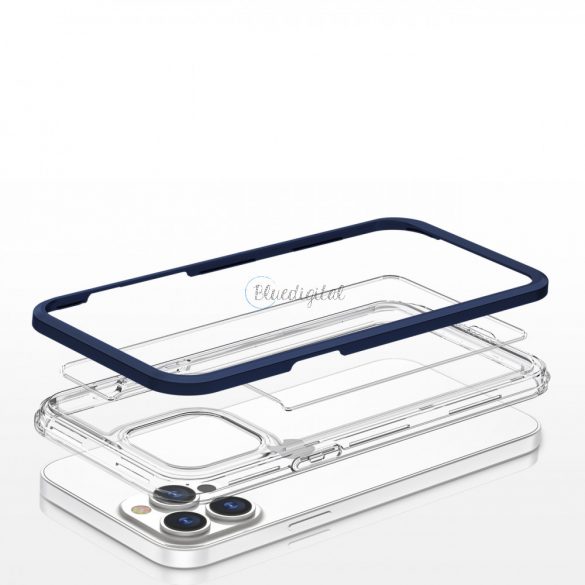 Husa transparenta 3in1 pentru iPhone 13 Pro Max Husa cadru Gel Albastru