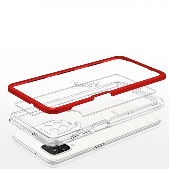 Husa transparenta 3in1 pentru Samsung Galaxy A22 4G Husa Gel Cadru Rosie