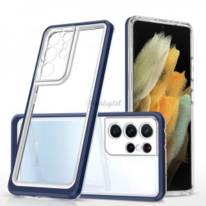 Husă transparentă 3in1 pentru Samsung Galaxy S21 Ultra 5G Frame Gel Husă Albastru