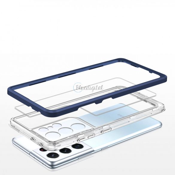 Husă transparentă 3in1 pentru Samsung Galaxy S21 Ultra 5G Frame Gel Husă Albastru