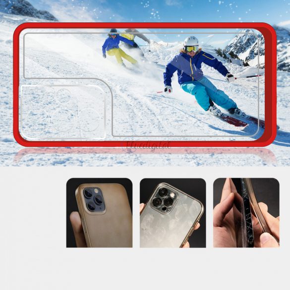 Husă transparentă 3in1 pentru Samsung Galaxy S21 Ultra 5G Frame Gel Husă Roșu