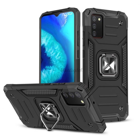 Husa husa hibrida Wozinsky Ring Armor + suport magnetic pentru Samsung Galaxy A03s negru