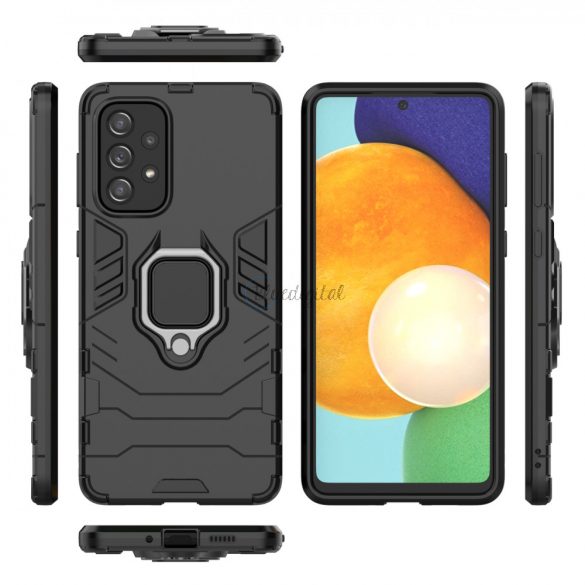 Husă hibrid rezistentă Ring Armor + suport magnetic pentru Samsung Galaxy A73 negru