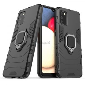 Husă hibrid rezistentă Ring Armor + suport magnetic pentru Samsung Galaxy A03s (166.5) negru