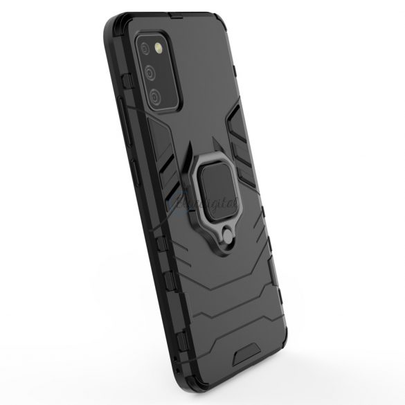 Husă hibrid rezistentă Ring Armor + suport magnetic pentru Samsung Galaxy A03s (166.5) negru