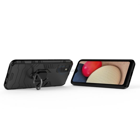 Husă hibrid rezistentă Ring Armor + suport magnetic pentru Samsung Galaxy A03s (166.5) negru