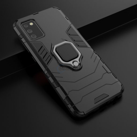 Husă hibrid rezistentă Ring Armor + suport magnetic pentru Samsung Galaxy A03s (166.5) negru