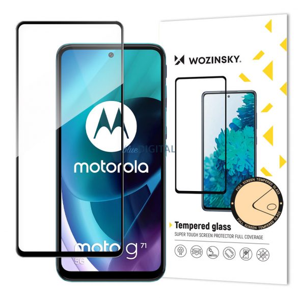 Protector de ecran din sticlă securizată Wozinsky cu adeziv complet super rezistent Acoperit complet cu carcasă pentru Motorola Moto G71 5G negru