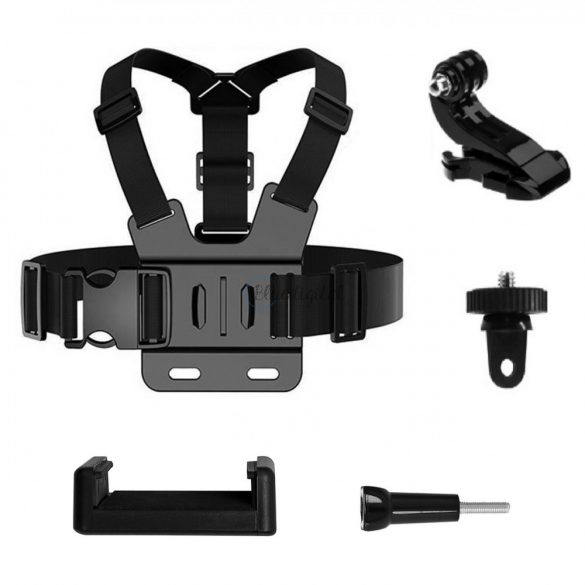 Set de accesorii GoPro Chest Strap 5in1 pentru camere sportive GoPro, DJI, Insta360, SJCam, Eken (GoPro 5 in 1 chest strap)