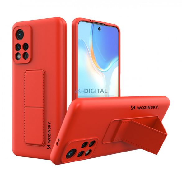 Husă Wozinsky Kickstand Husă flexibilă din silicon pentru suport Xiaomi Poco M4 Pro 5G Roșu