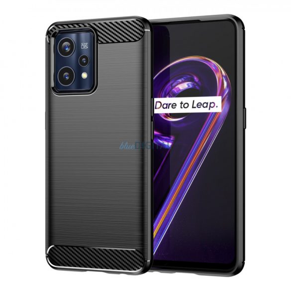 Husă din carbon cu Husă flexibil Realme 9 Pro + (9 Pro Plus) negru