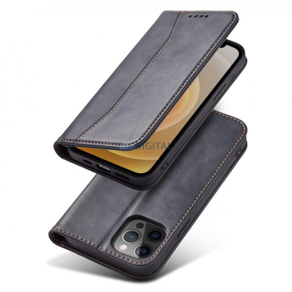 Husă Magnet Fancy Husă pentru iPhone 12 Pro Pouch Card Wallet Card Stand Negru