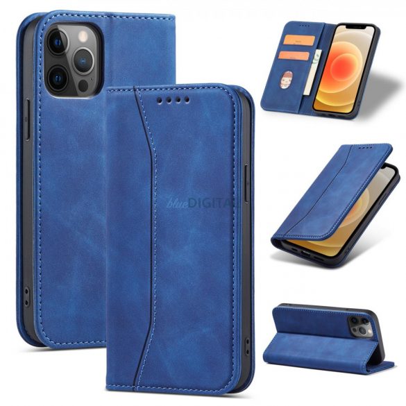 Husă Magnet Fancy Case pentru iPhone 12 Pro Cover Card Wallet Card Stand Albastru