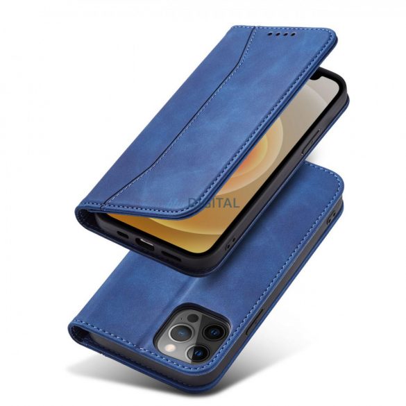 Husă Magnet Fancy Case pentru iPhone 12 Pro Cover Card Wallet Card Stand Albastru