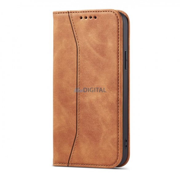 Husă Magnet Fancy Husă pentru iPhone 12 Pro Pouch Card Wallet Card Stand maro