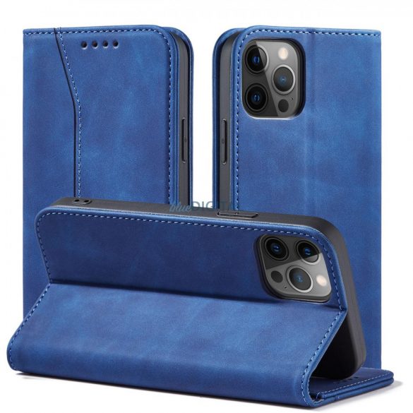 Magnet Fancy husă husă pentru iPhone 12 Pro Max Pouch Card Wallet Card Stand Albastru