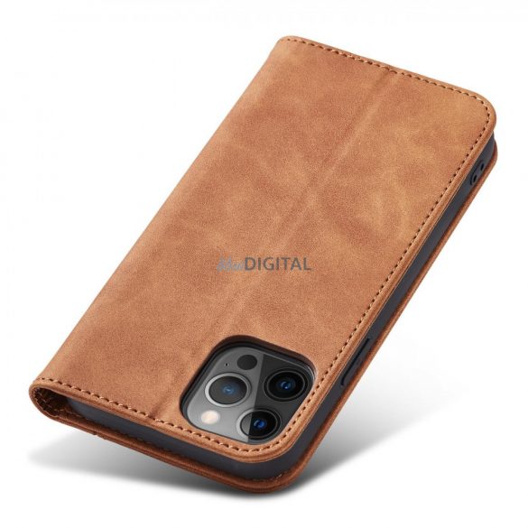 Magnet Fancy husă husă pentru iPhone 12 Pro Max Pouch Wallet Card Holder maro