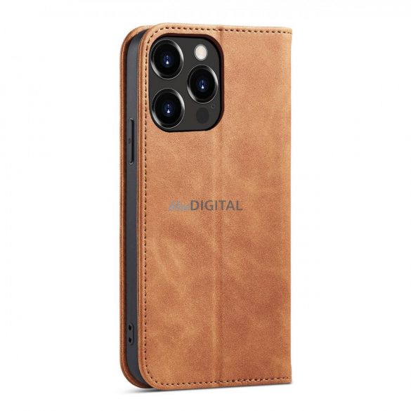 Husă Magnet Fancy Husă pentru iPhone 13 Pro Husă Card Wallet Card Stand maro