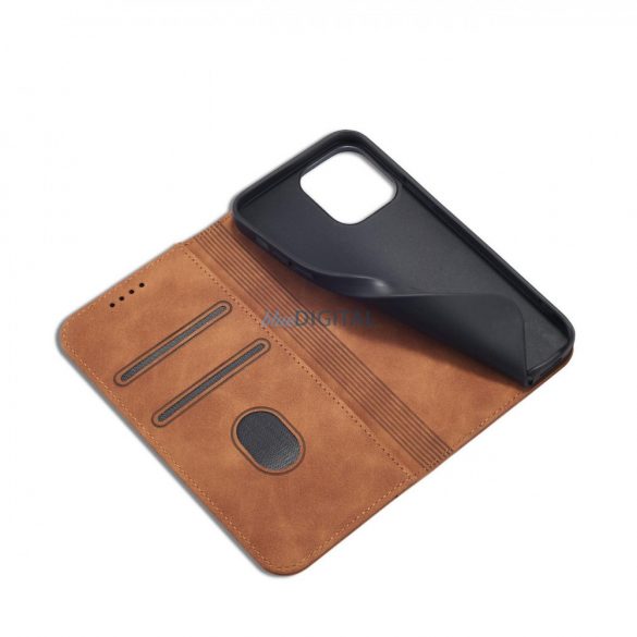 Husă Magnet Fancy Husă pentru iPhone 13 Pro Husă Card Wallet Card Stand maro