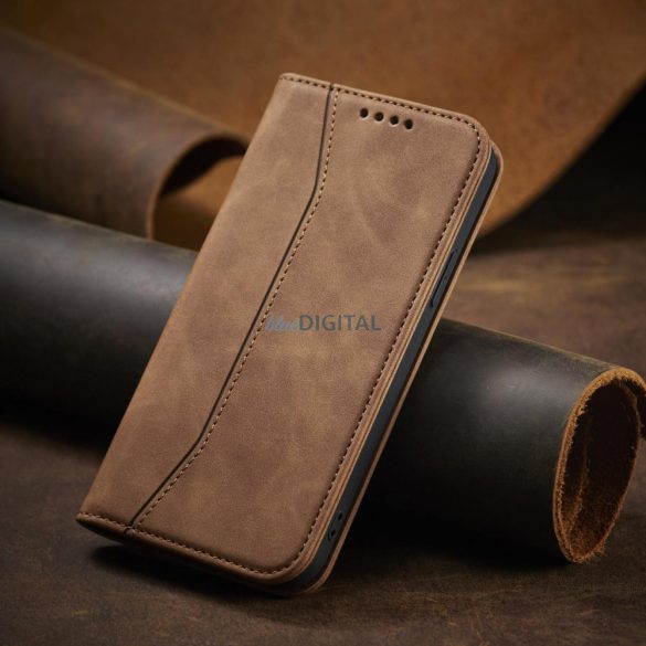 Husă Magnet Fancy Husă pentru iPhone 13 Pro Husă Card Wallet Card Stand maro