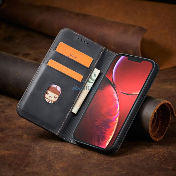 Husă Magnet Fancy Case pentru iPhone 13 Pro Max Husă Portofel Suport card Negru