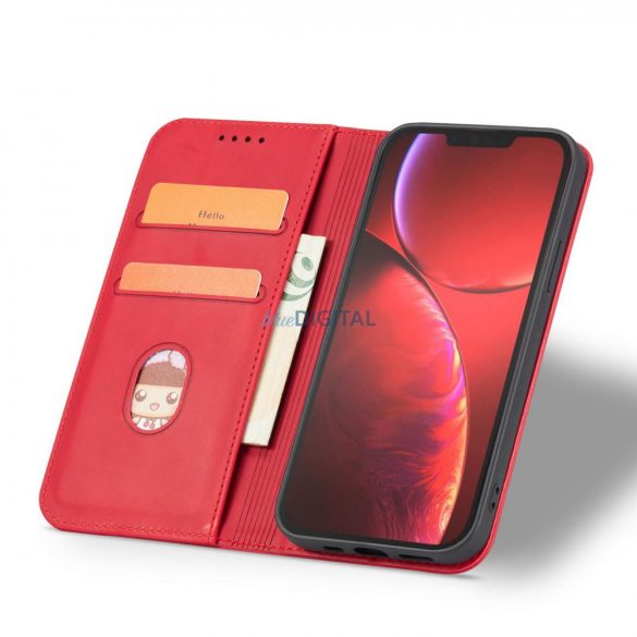 Husă Magnet Fancy Case pentru iPhone 13 Pro Max Husă Portofel Suport card Roșu