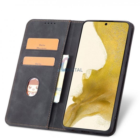 Magnet Fancy husă husă pentru Samsung Galaxy S22 + (S22 Plus) Pouch Wallet Card Holder negru