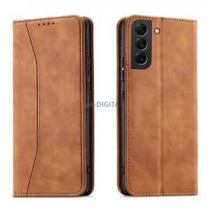 Magnet Fancy husă husă pentru Samsung Galaxy S22 + (S22 Plus) Pouch Wallet Card Holder maro