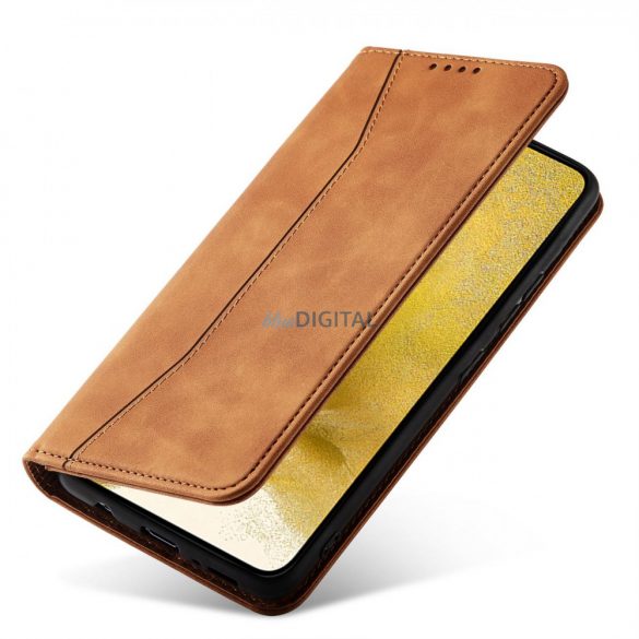 Magnet Fancy husă husă pentru Samsung Galaxy S22 + (S22 Plus) Pouch Wallet Card Holder maro