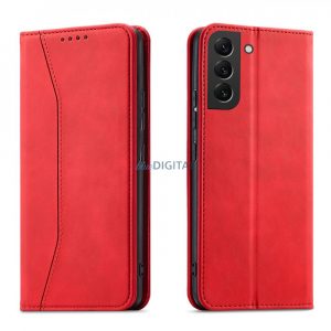 Husă Magnet Fancy Case pentru Samsung Galaxy S22 + (S22 Plus) Husă Portofel Suport card Roșu