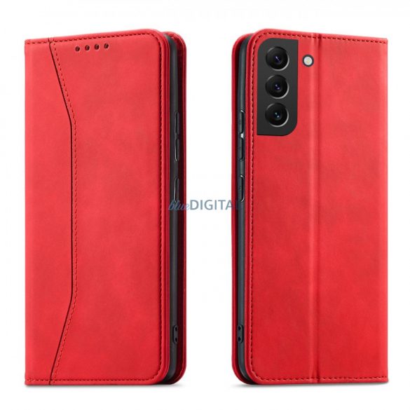 Husă Magnet Fancy Case pentru Samsung Galaxy S22 + (S22 Plus) Husă Portofel Suport card Roșu