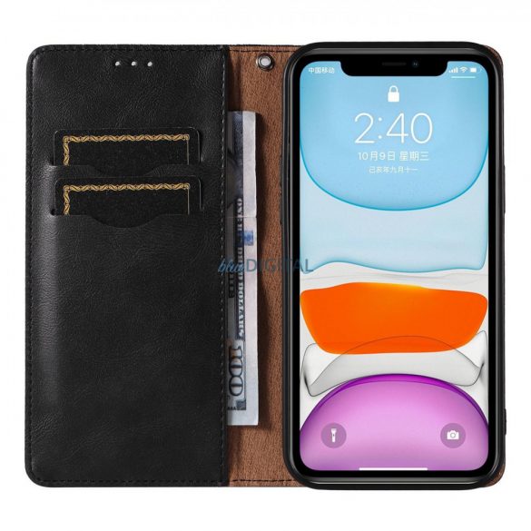 Magnet curea husă pentru iPhone 12 Pouch Wallet + Mini Lanyard Pandantiv negru