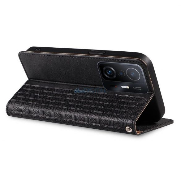 Husă Curea Magnetică pentru Xiaomi Redmi Note 11 Pro Husă Portofel + Mini Snur Negru