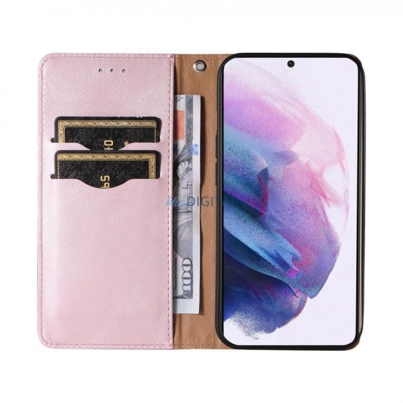 Magnet curea husă husă pentru Samsung Galaxy S22 + (S22 Plus) Pouch Wallet + Mini Lanyard pandantiv roz