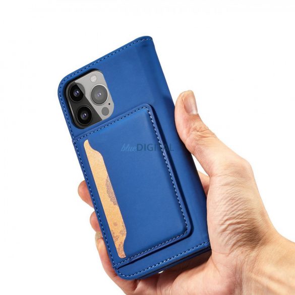 Husă pentru carduri magnetice pentru iPhone 13 Pro husă portofel pentru card suport pentru card albastru