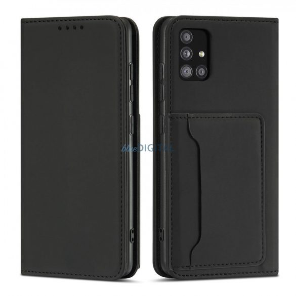 Husă magnetică pentru Samsung Galaxy A12 5G Pouch Wallet Card Holder Negru