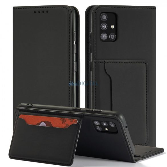 Husă magnetică pentru Samsung Galaxy A12 5G Pouch Wallet Card Holder Negru