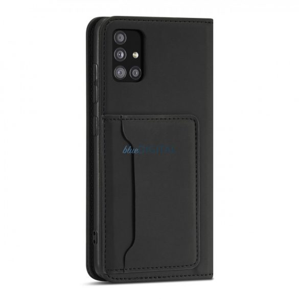 Husă magnetică pentru Samsung Galaxy A12 5G Pouch Wallet Card Holder Negru