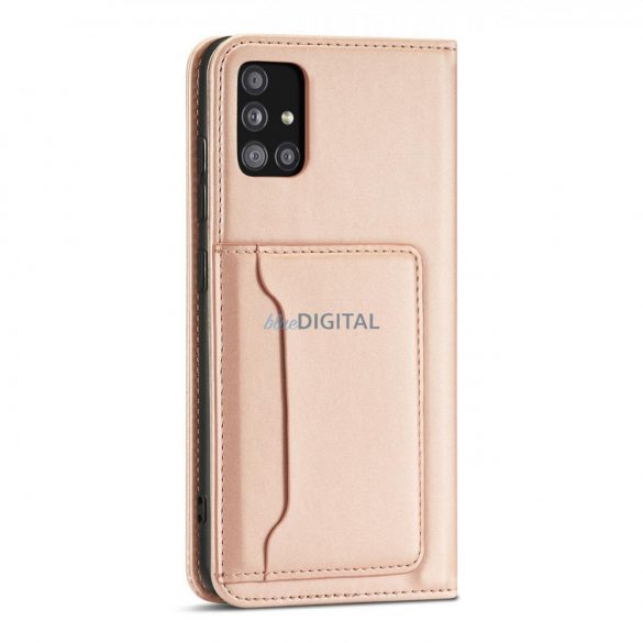 Husă magnetică pentru Samsung Galaxy A12 5G Pouch Wallet Card Holder Roz