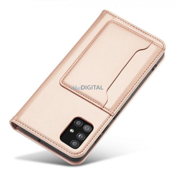 Husă magnetică pentru Samsung Galaxy A12 5G Pouch Wallet Card Holder Roz